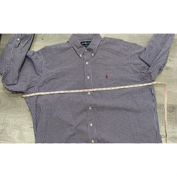 Polo Ralph Lauren Size XL Blake Button Down Shirt Purple Check Red Pony - Picture 5 of 9